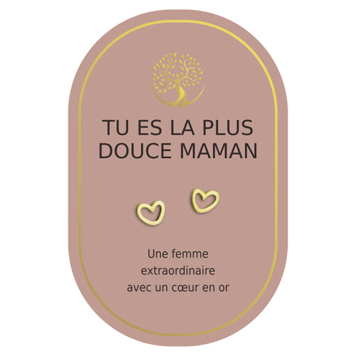Boucles d'oreilles coeur or - Douce maman