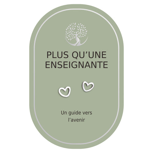 Boucles d'oreilles coeur argent - Enseignante
