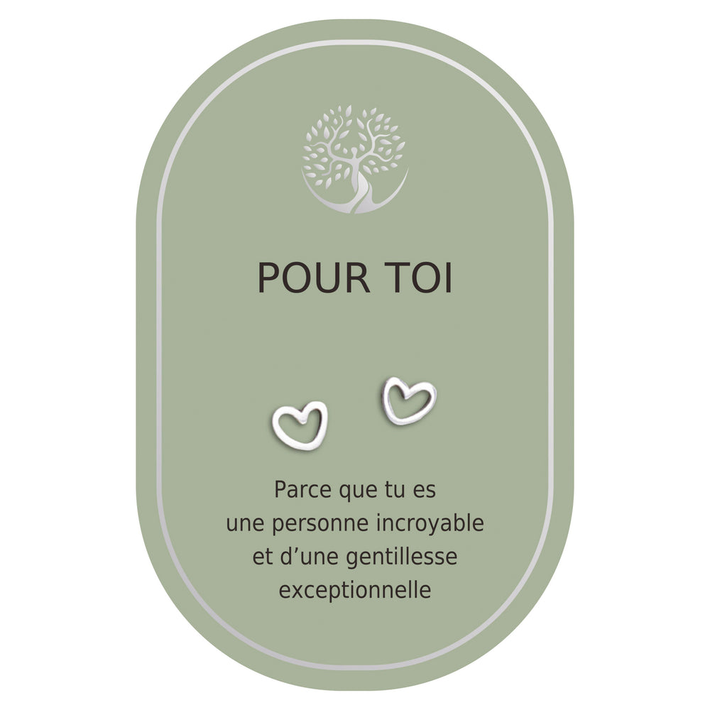 Boucles d'oreilles coeur argent - Pour toi