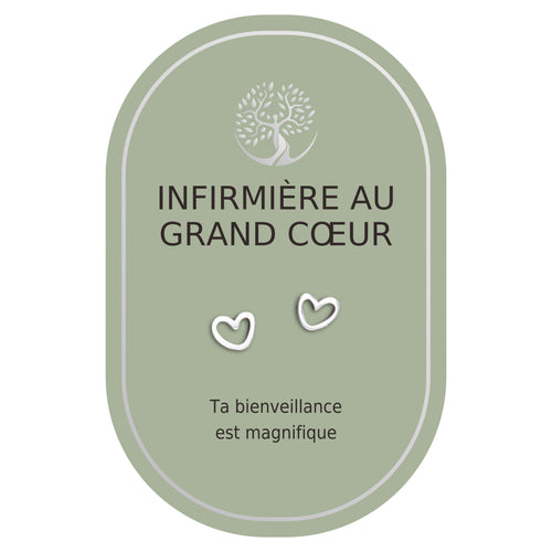 Boucles d'oreilles coeur argent - Infirmière
