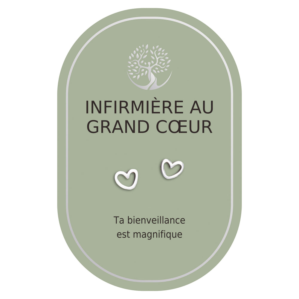 Boucles d'oreilles coeur argent - Infirmière