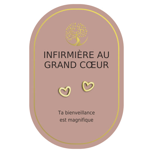 Boucles d'oreilles coeur or - Infirmière