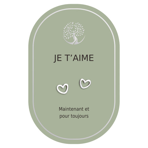 Boucles d'oreilles coeur argent - Je t'aime