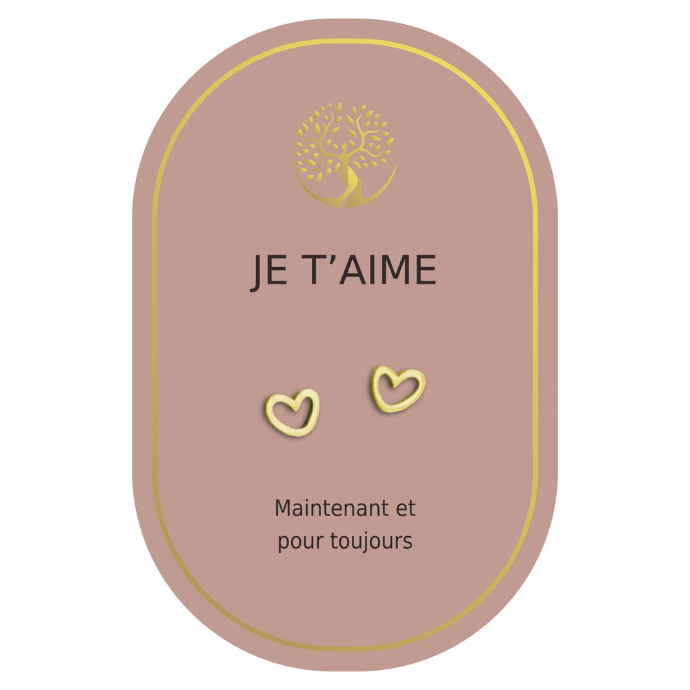 Boucles d'oreilles coeur or - Je t'aime