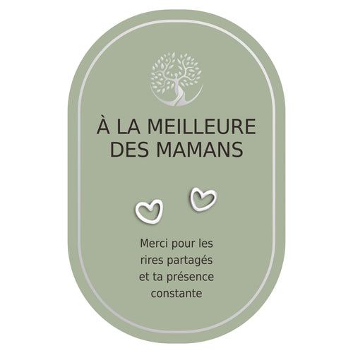 Boucles d'oreilles coeur argent - Meilleure des mamans