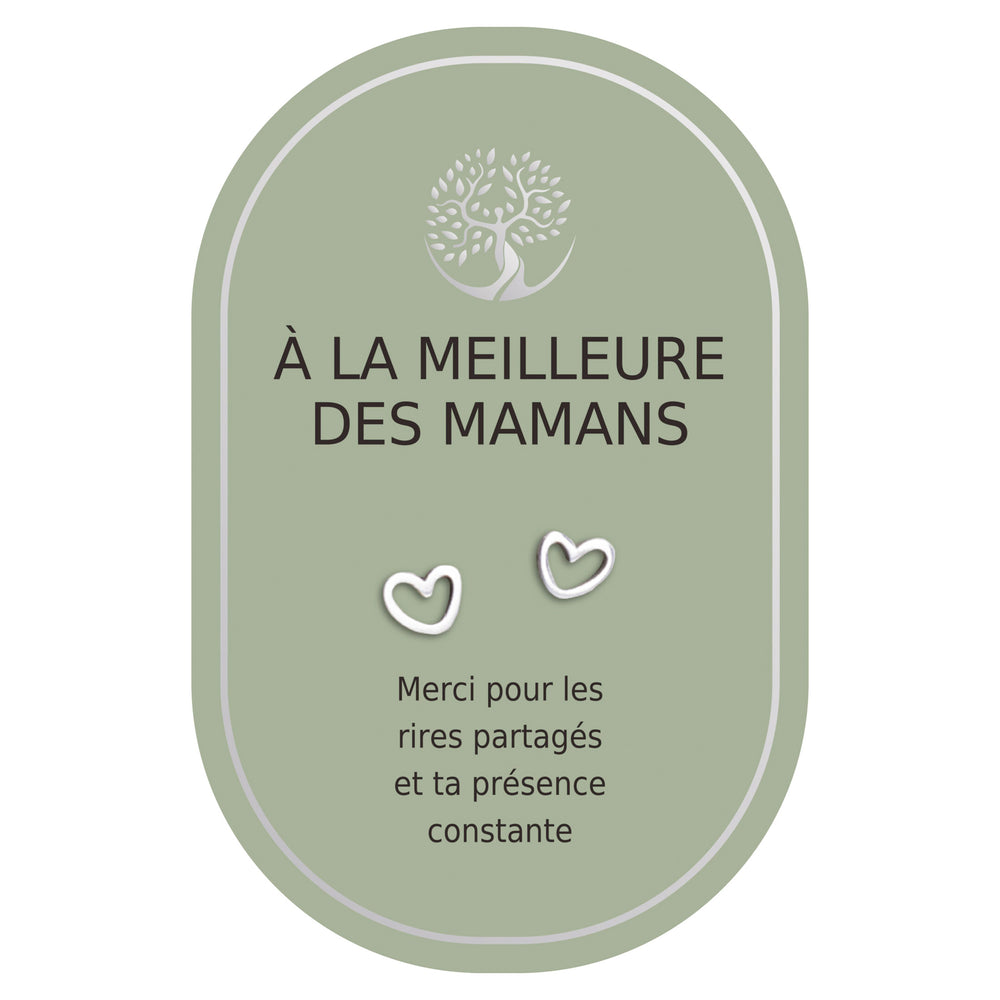 Boucles d'oreilles coeur argent - Meilleure des mamans