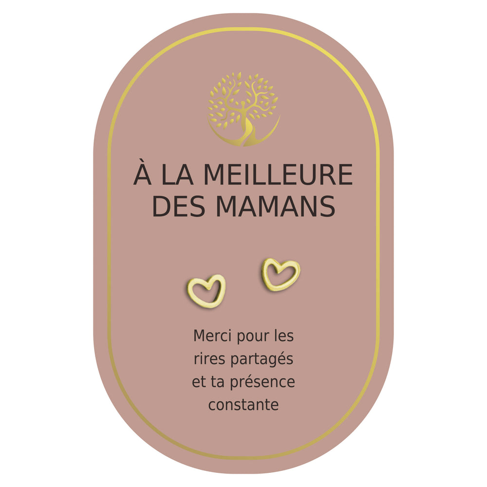 Boucles d'oreilles coeur or - Meilleure des mamans