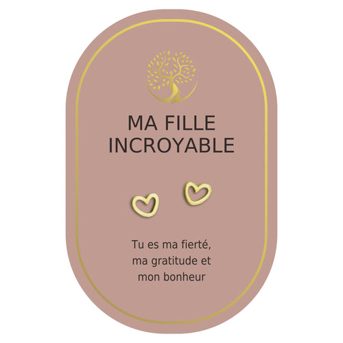 Boucles d'oreilles coeur or - Fille incroyable