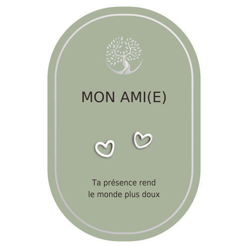 Boucles d'oreilles coeur argent - Mon amie