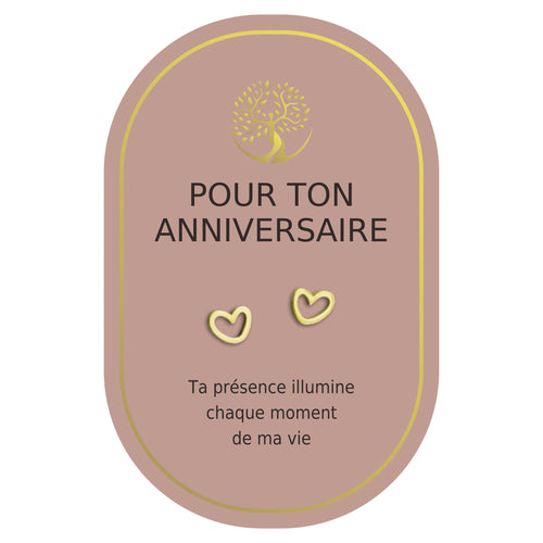 Boucles d'oreilles coeur or - Anniversaire