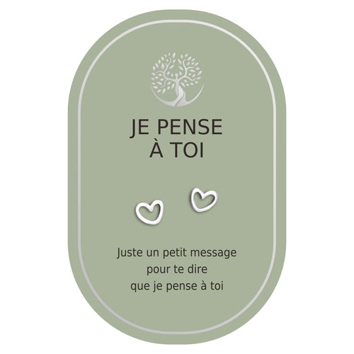 Boucles d'oreilles coeur argent - Je pense à toi