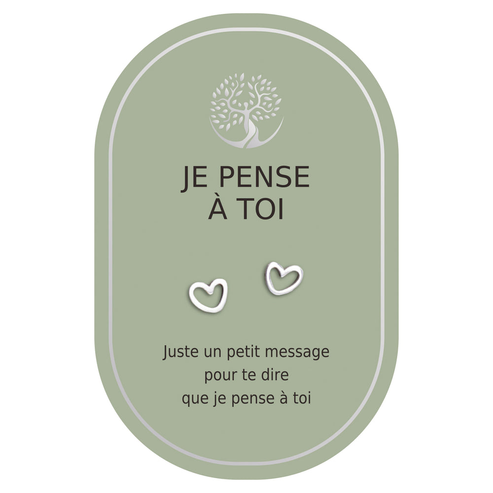 Boucles d'oreilles coeur argent - Je pense à toi