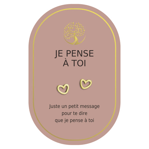 Boucles d'oreilles coeur or - Je pense à toi