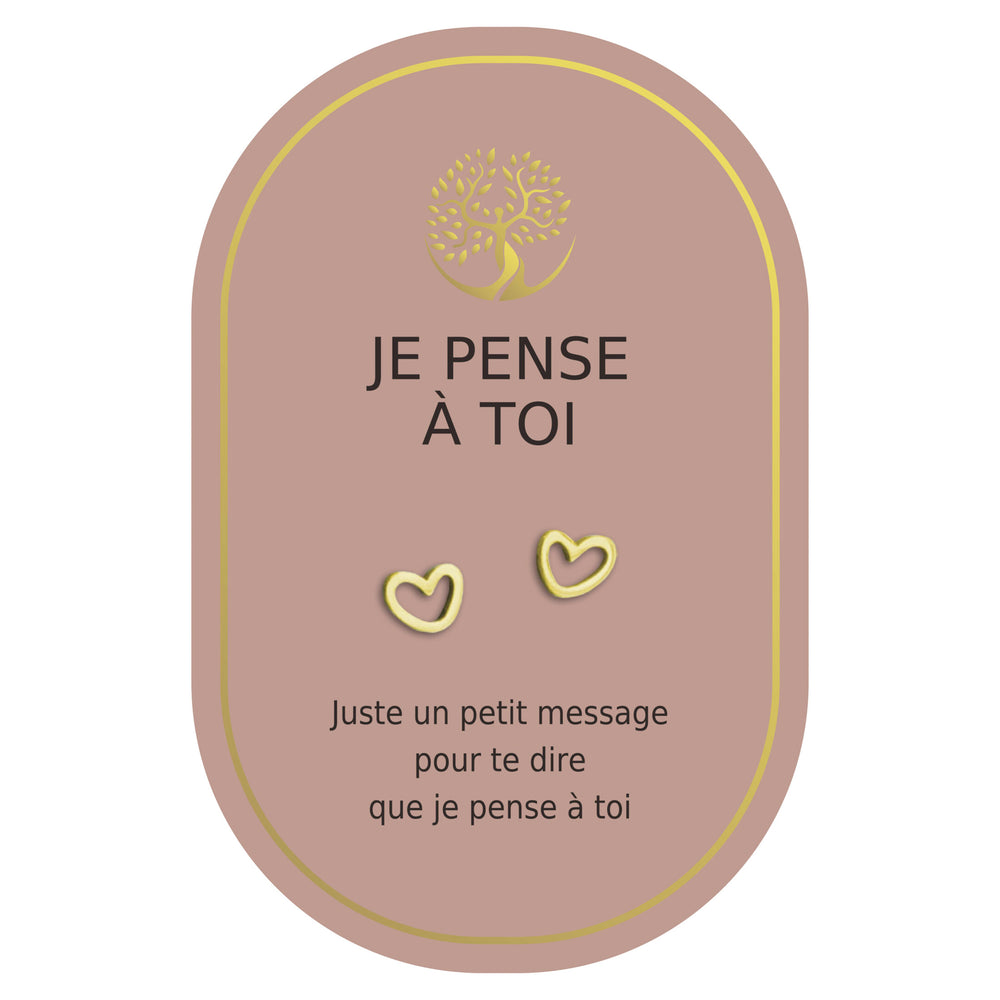 Boucles d'oreilles coeur or - Je pense à toi