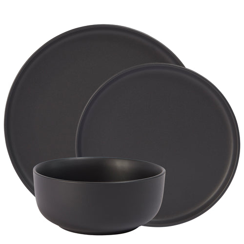 Ensemble de vaisselles 12 pcs noires - Lisbon