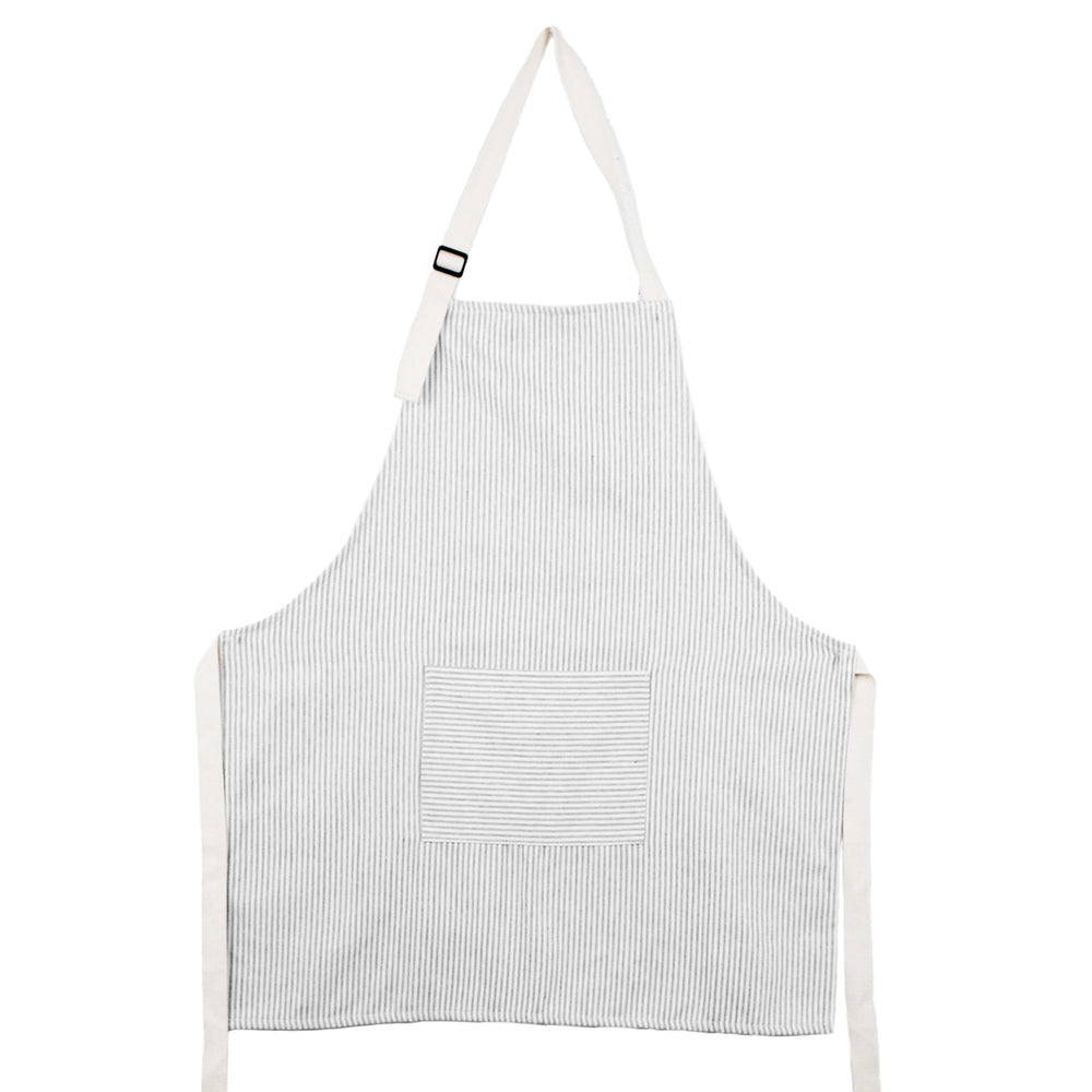 Striped apron with pocket - Grey