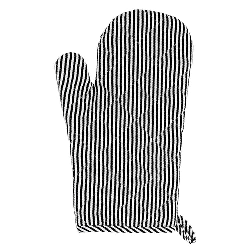 Striped oven mitt - Black