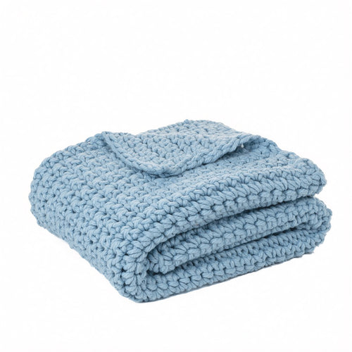 Jeté en tricot bleu - Gummy