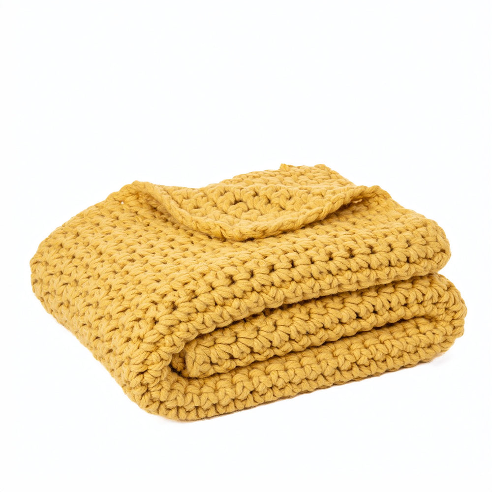 Jeté en tricot jaune - Gummy