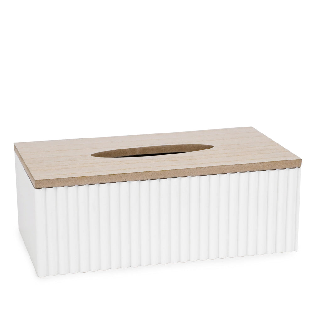 Boîte à mouchoirs - Blanc & bois