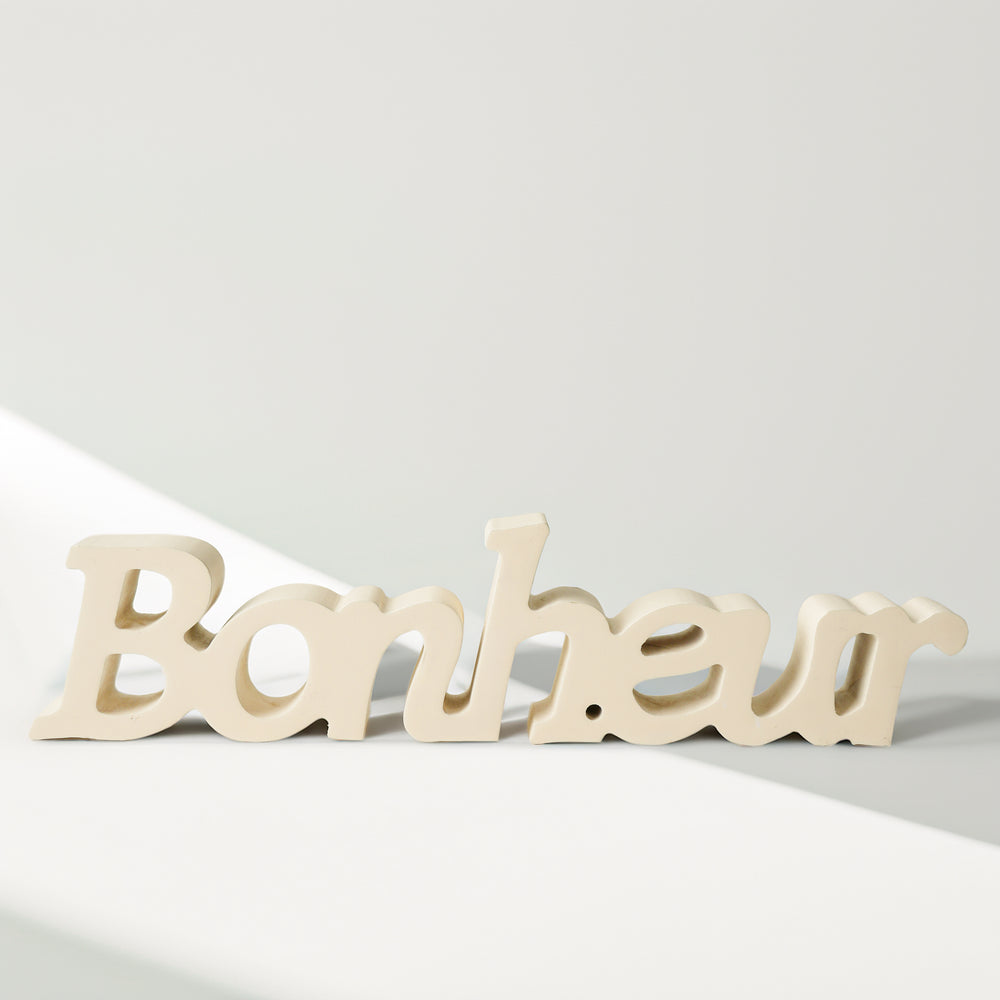 Mot "Bonheur" beige