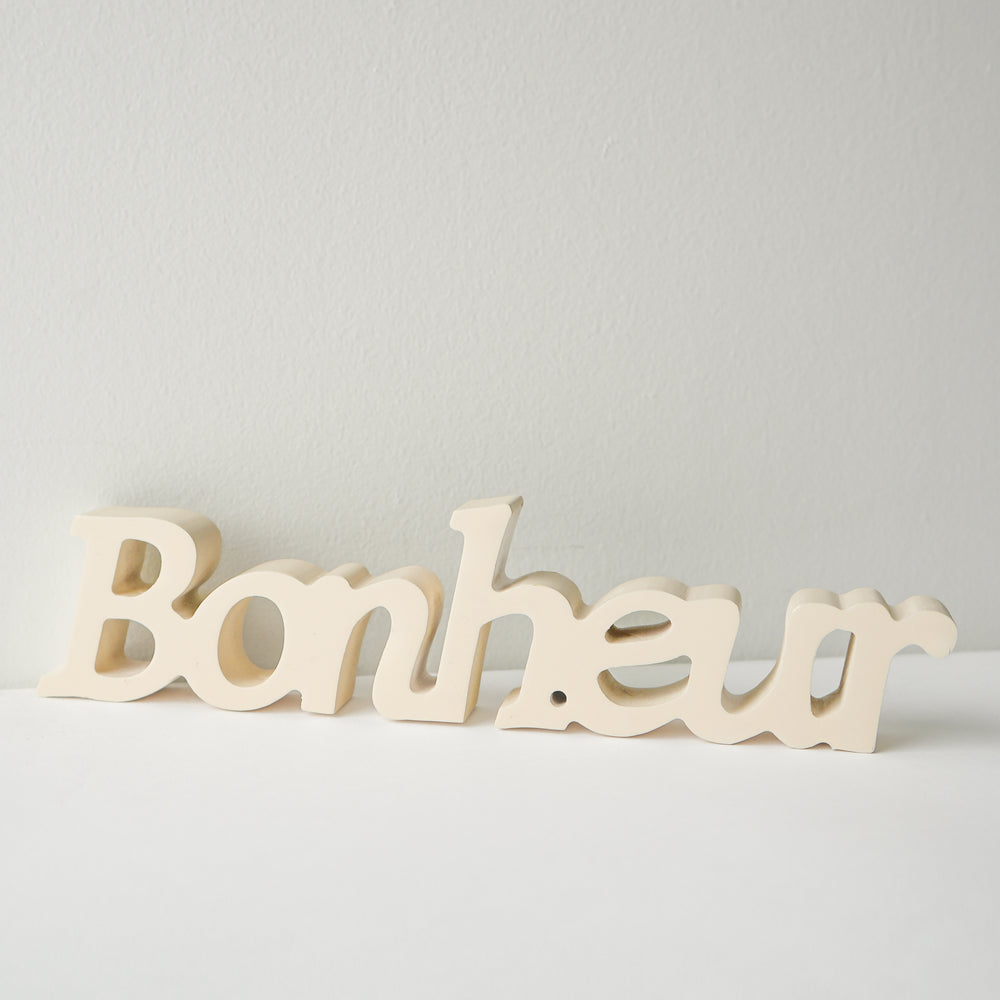 Mot "Bonheur" beige