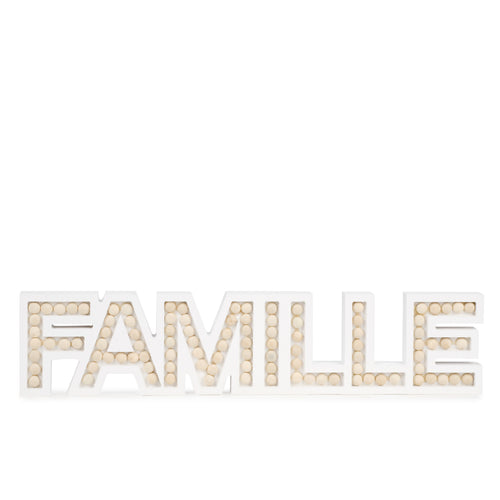 «FAMILLE» blanc avec billes||"FAMILLE" white with beads