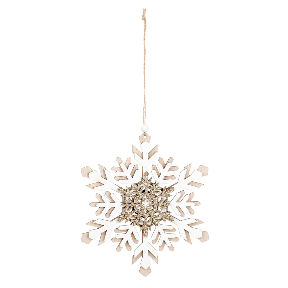 Ornament - Natural & white snowflake