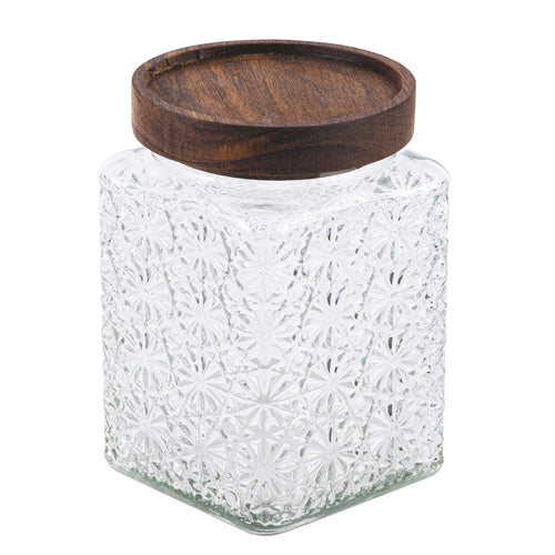 Contenant en verre texturé avec couvercle||Textured glass container with lid