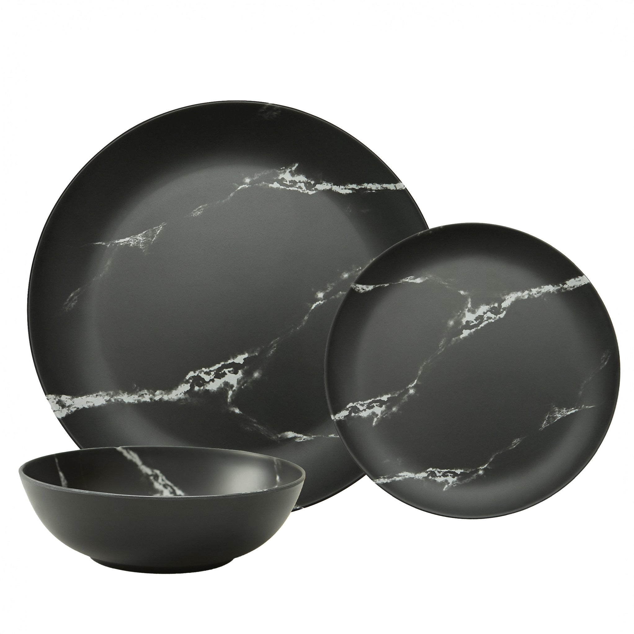 Marble dinnerware set - Black | Kitchen | Boutique Kozy