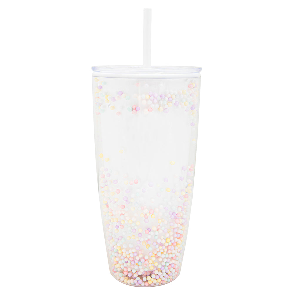 Double-wall straw glass - Confetti