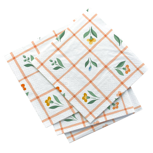Serviette de table - Carreaux en fleurs