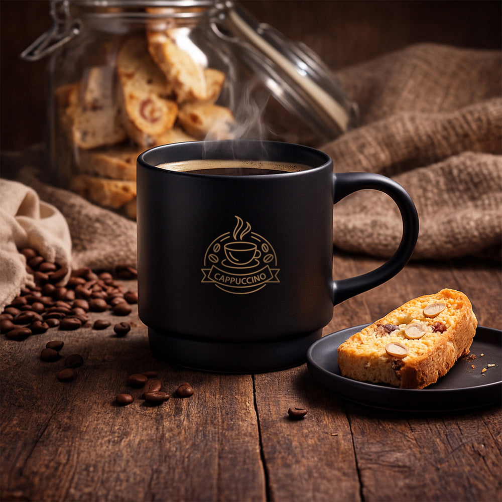 Ensemble de 4 tasses empilables noires & support