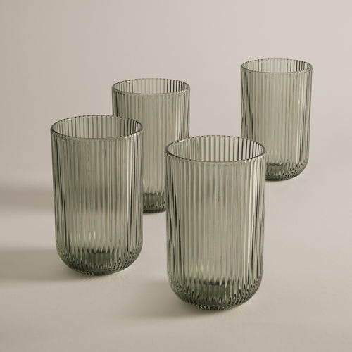 Ensemble de 4 verres striés - Fumé gris