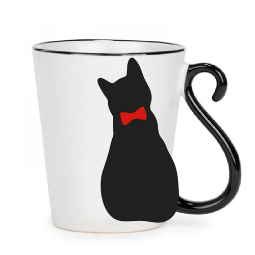 Tasse avec chat noir - Blanche