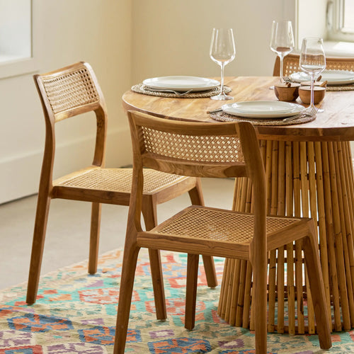 Dining chair Ricky - Teak and rattan