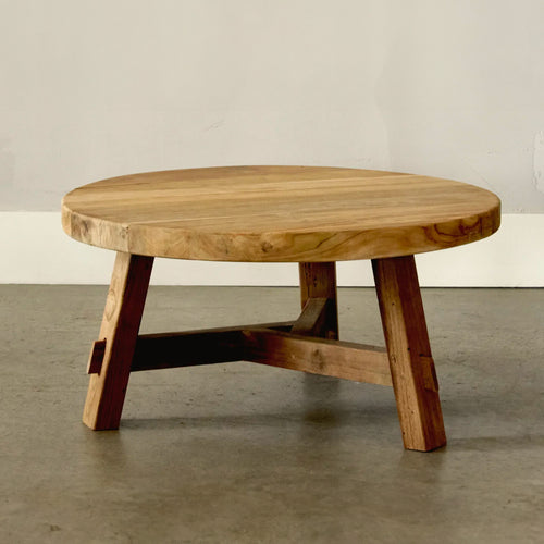 Table basse ronde en teck - Artisan