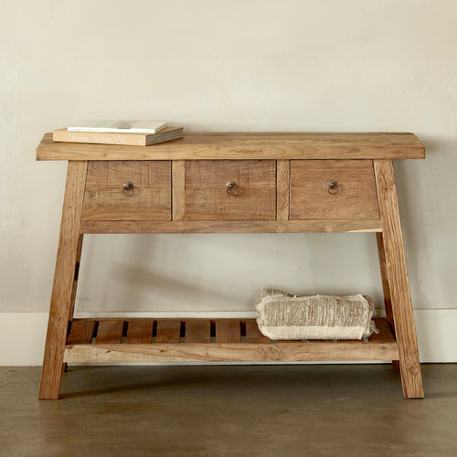 Console 3 tiroirs - Teck recyclé