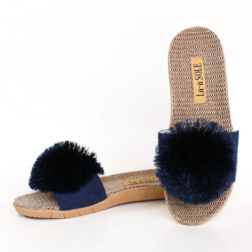 Sandales à pompon - Bleu marines