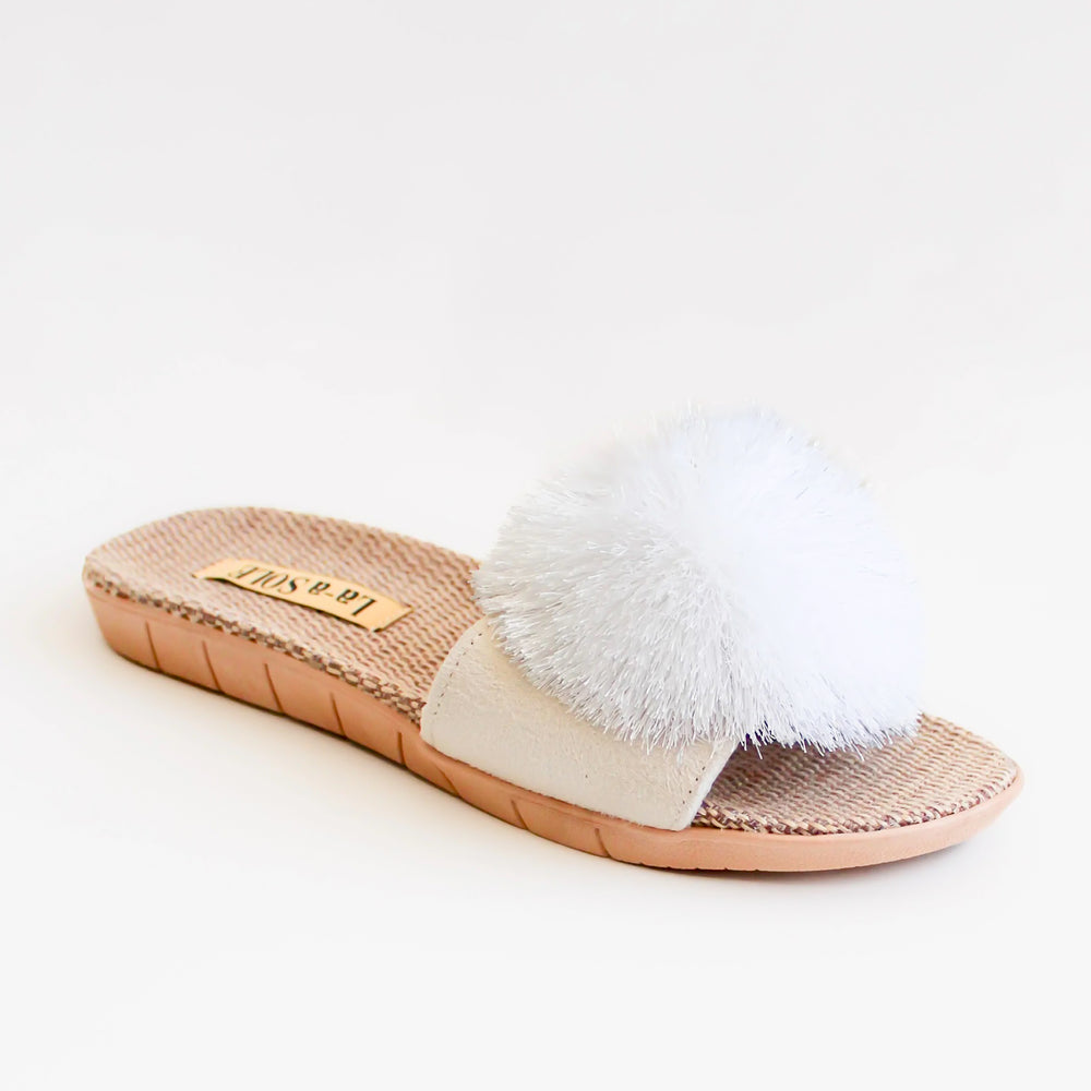 Sandales à pompon - Blanches