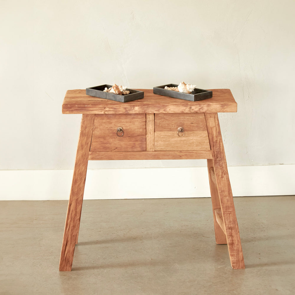 Table console 2 tiroirs - Teck recyclé