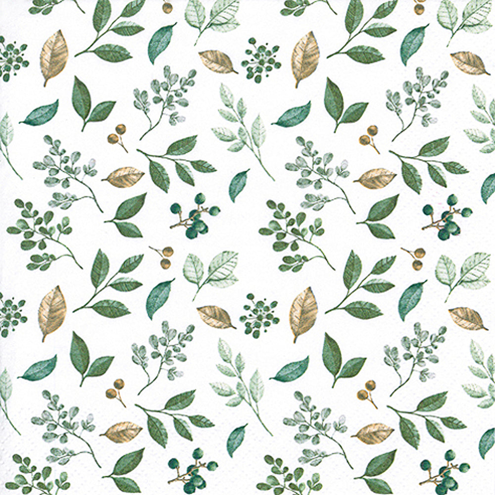 Serviettes de table - Feuilles vertes||Napkins - Green foliage