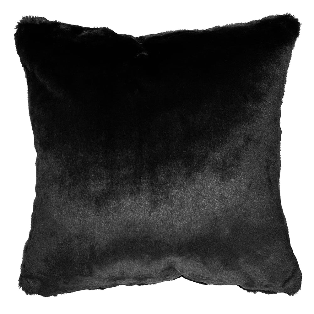 Coussin fausse fourrure de lapin - Noir