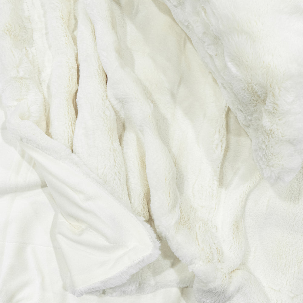 Faux fur short pile throw - Ivory