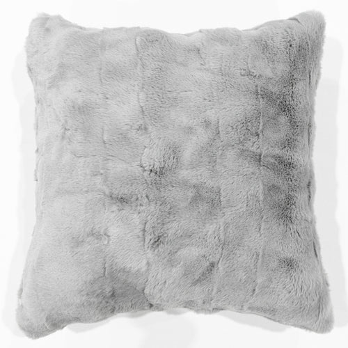 Coussin fausse fourrure poils courts - Gris