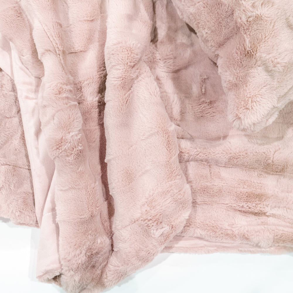 Faux fur short pile throw - Pink