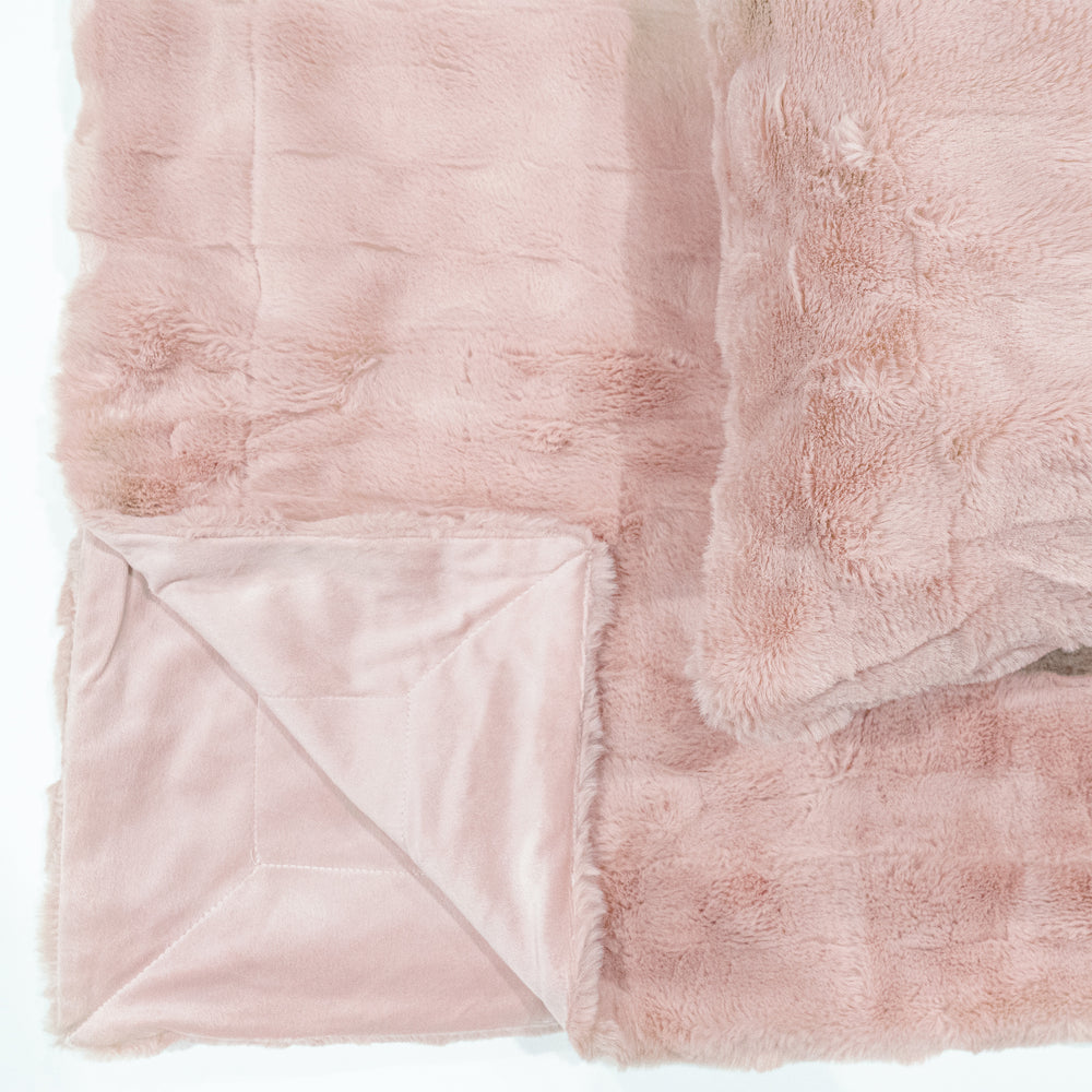 Faux fur short pile throw - Pink