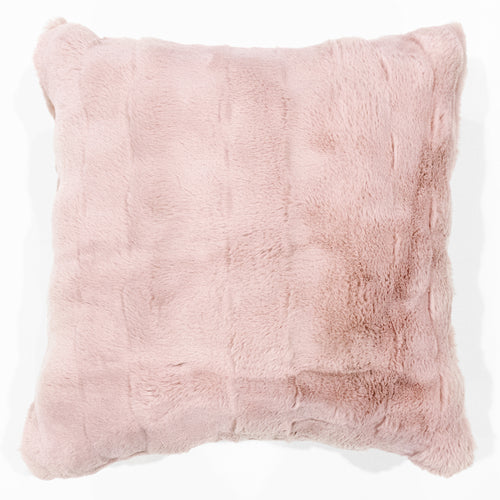 Coussin fausse fourrure poils courts - Rose