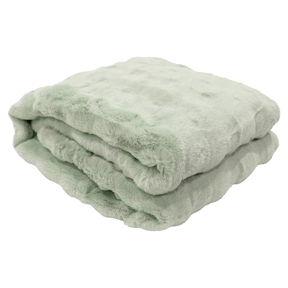 Faux fur short pile throw - Sage