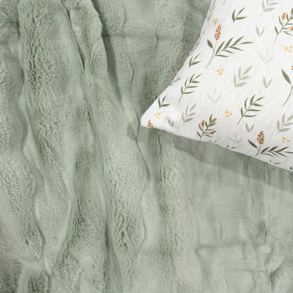 Faux fur short pile throw - Sage